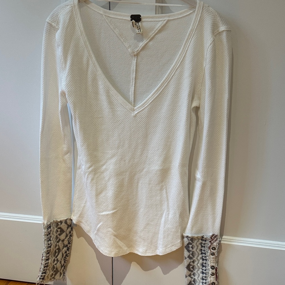 Free People White and Gray Women's Top